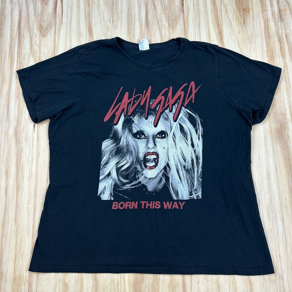 Lady Gaga Born This Way Adult 2XL Pop Music Soft Black Cotton T-Shirt VTG